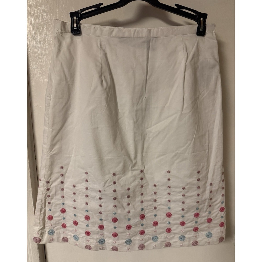 Women's Will Smith 100% Cotton Size Zip White Emroidered Skirt NWT $29.99 Size 6